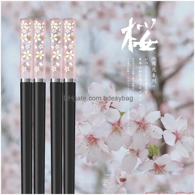 japanese chopsticks amber sakura food chopsticks nonslip high temperature resistant sushi sticks tableware kitchen gadgets