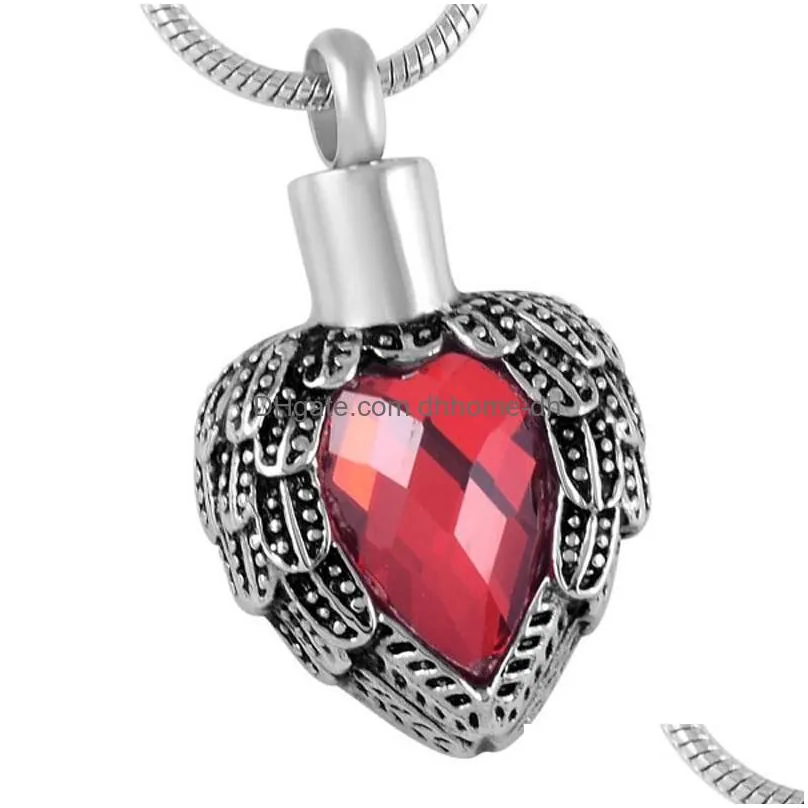 pendant necklaces birthstone heart silver big crystal necklace ashes urn memorial keepsake souvenir jewelry for women girls wholesale