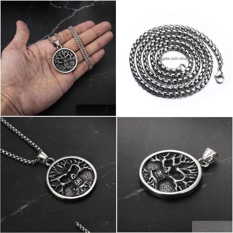 pendant necklaces celtic tree of life man round necklace mens amulet accessories party jewelrypendant