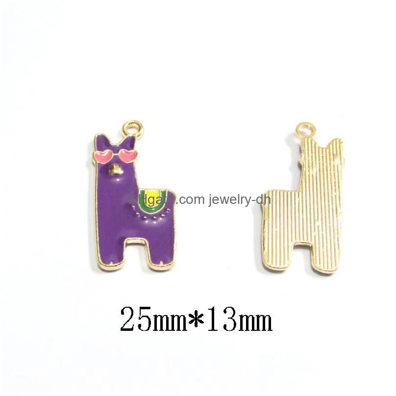 wholesale est 25mmx13mm 30pcs/bag small enamel alpaca charms for fashion diy jewelry making