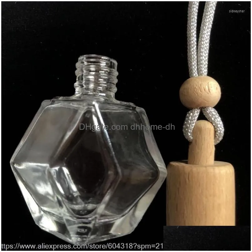 pendant necklaces mini perfume car hanging cute facet empty bottle and beech wood cap wooden for refilling 8mlpendant