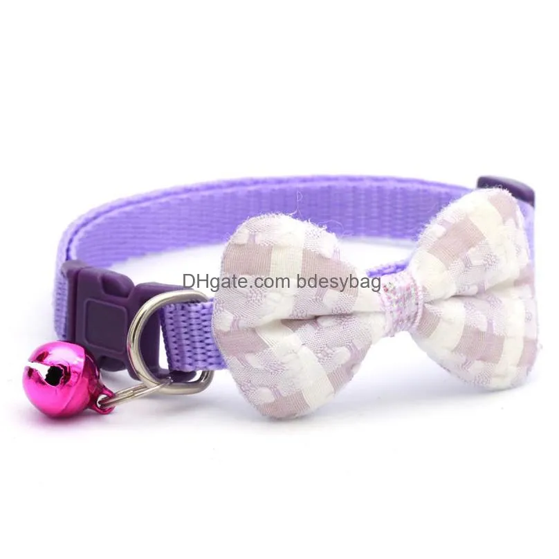 dog collars with bowknot and bells 6 colors puppy kitten adjustable collar party wedding pets accessory