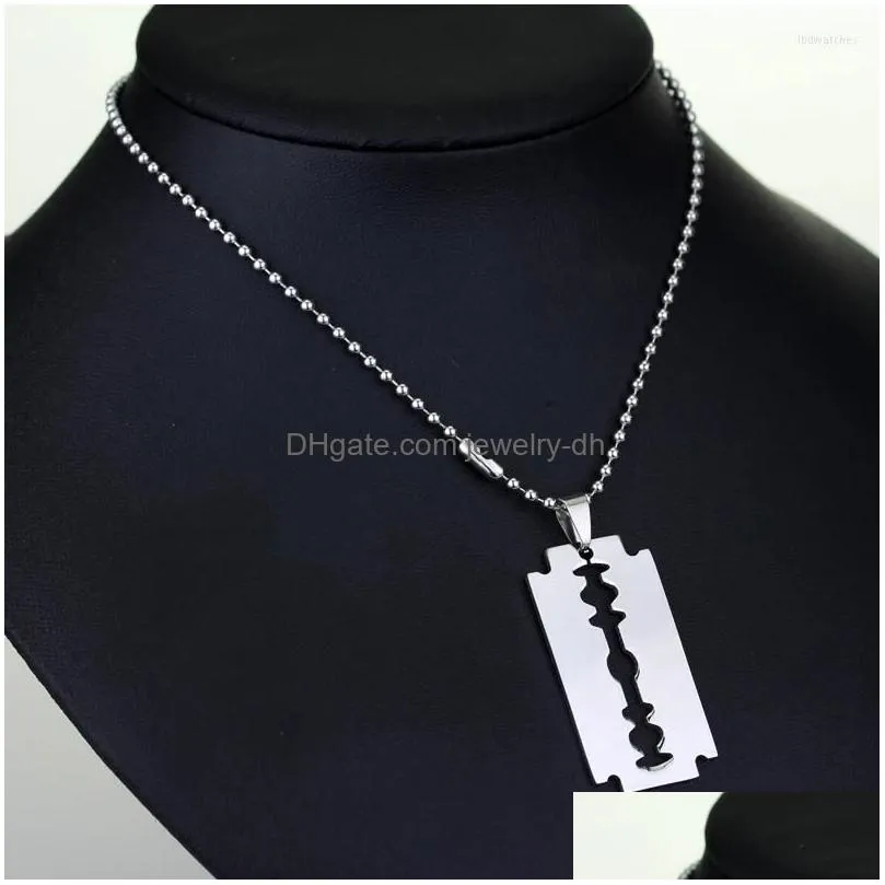 pendant necklaces stainless steel blade necklace punk goth gothic steampunk grunge y2k aesthetic rock women men jewelry accessories