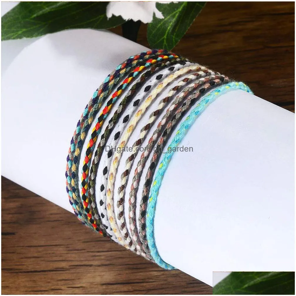 polyester thread string bracelet pray yoga handmade pure color chic tassel bracelets for men women adjustable with friendship card