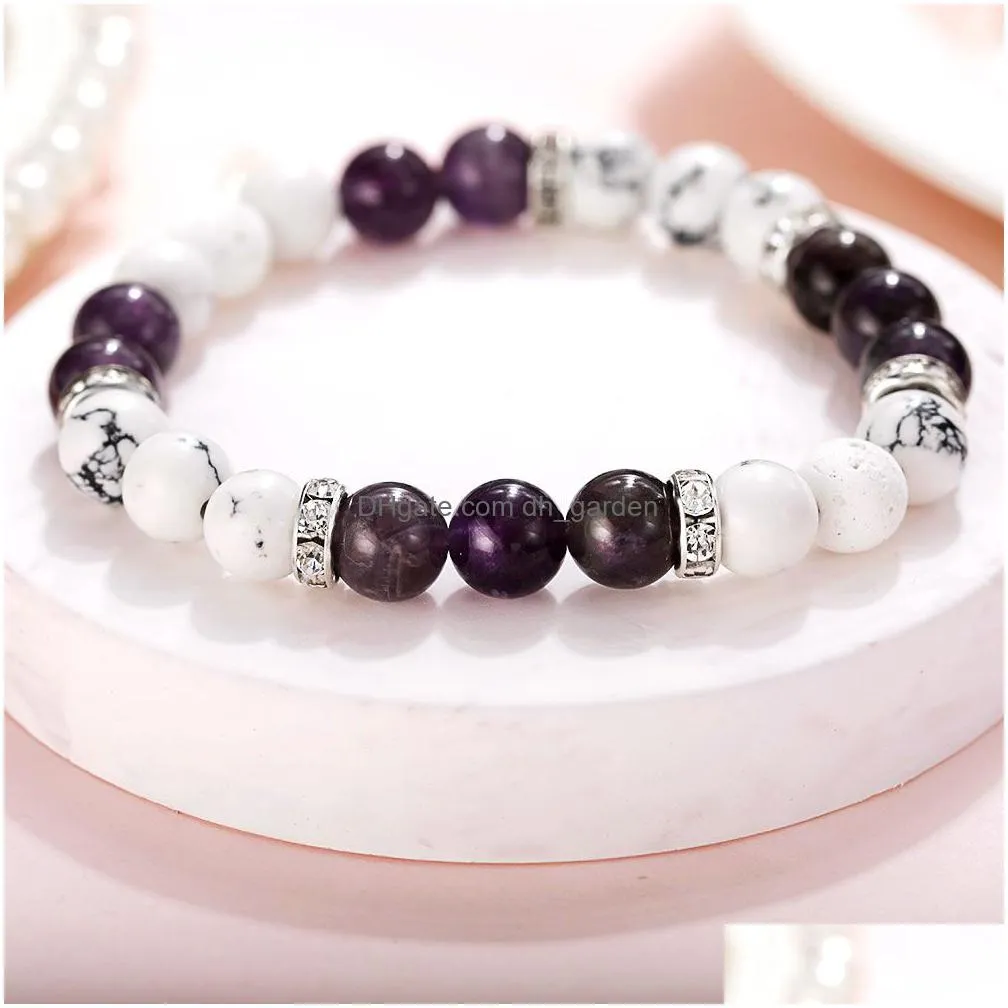 natural amethyst bead bracelet lava stone bead distance bracelet for friends healing balance for men women