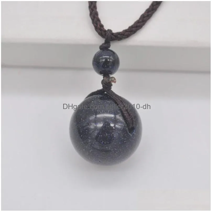 pendant necklaces mixed stone aventurine/carnelian/tigereye/opal/lapis/howlite adjustable nylon rope braid necklace jewelry 1pcs