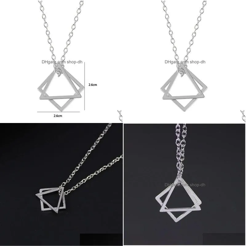 pendant necklaces simple necklace jewelry on the neck small kpop triangle women 2022 student vintage quadrilateral geometry