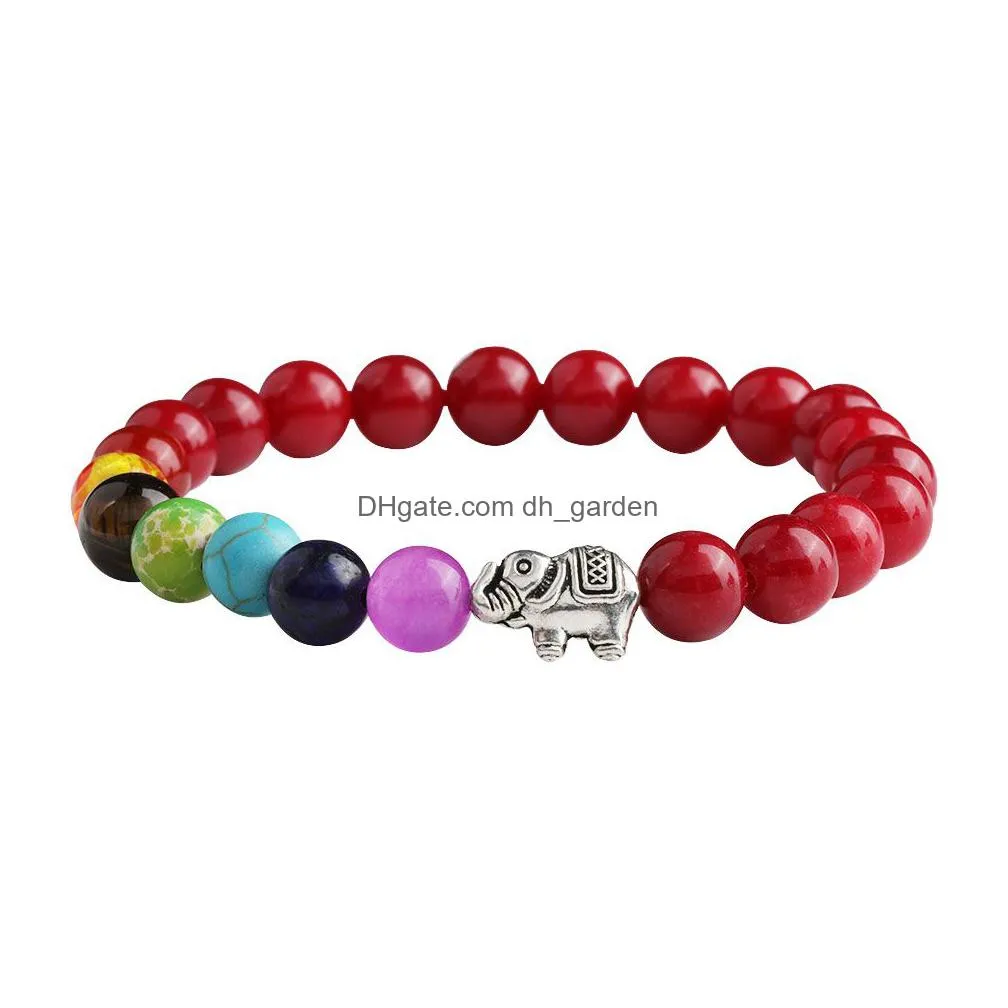 elephant charm bracelets 7 chakra natural stone bead bracelet essential oil diffuser yoga bracelet