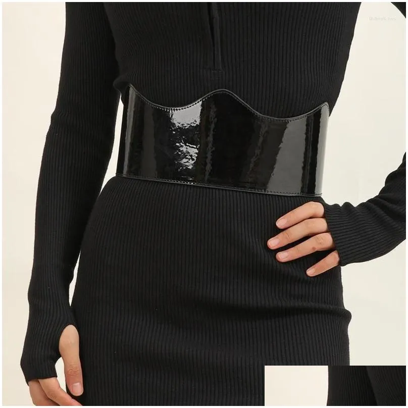 belts simple wide for women leather bright drill slimming body waistband female shaping girdle elastic waist belt cummerbunds