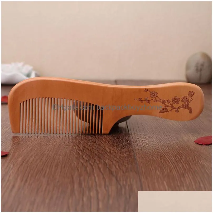 handmade natural wood hair combs wide/fine tooth antistatic hair detangler wooden comb home decor