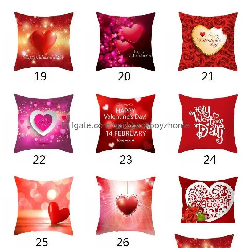 red valentine day pillowcase wedding lover cushion cover happy valentines day heart shaped printed pillow case