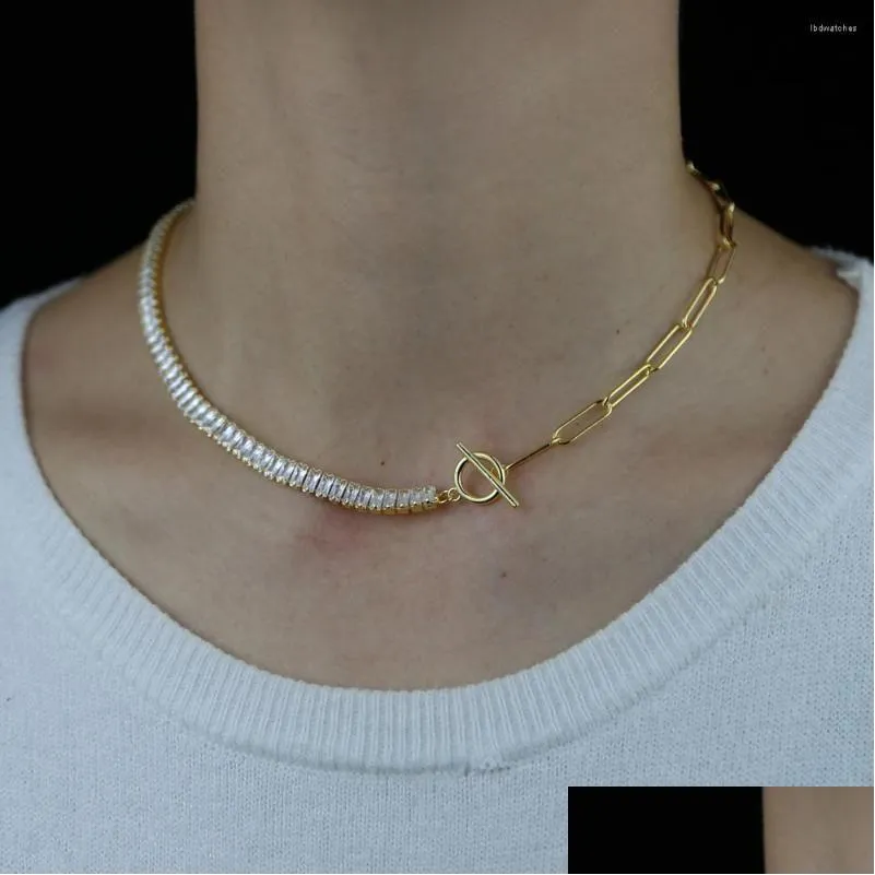 pendant necklaces thick chain toggle clasp choker mixed linked tennis for women minimalist necklace jewelry