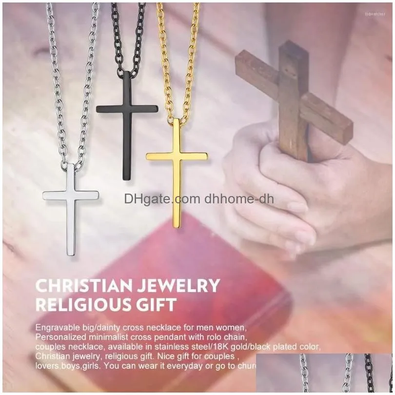 pendant necklaces richsteel cross necklace gold/black plated 316l stainless steel christianism jewelry crucifix for men women