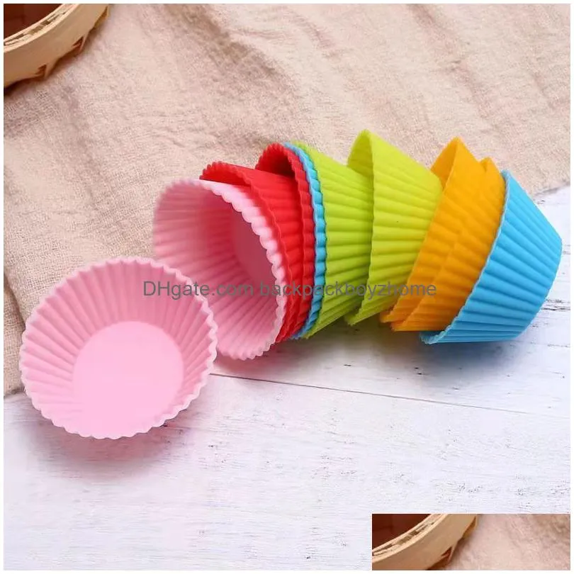 7cm diameter round shaped cupcake baking molds silicone non stick cup diy home bakery muffin moulds