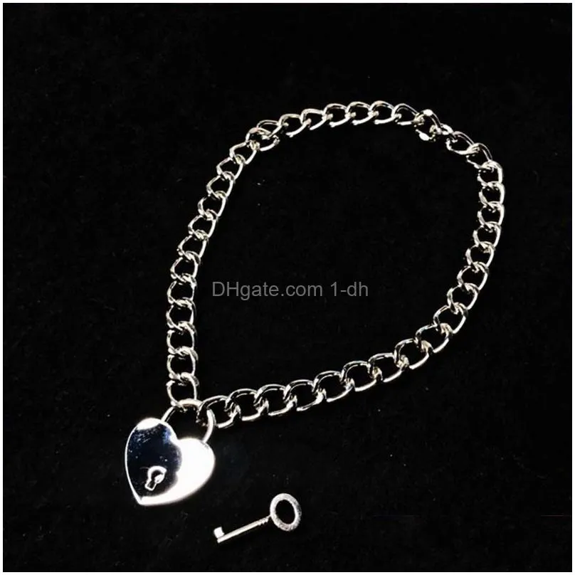 pendant necklaces vintage heart lock digital metal necklace for women men crystal hip hop punk cool choker fashion jewelry