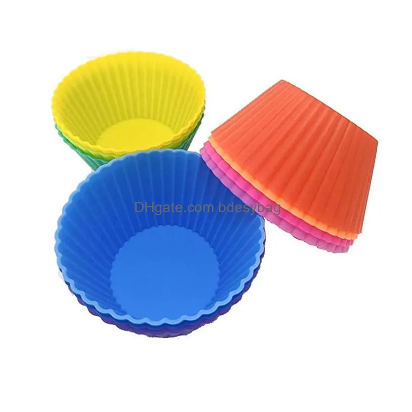 12pcs mini round shape silicone muffin cupcake moulds bakeware maker mold tray baking hot kitchen baking tools