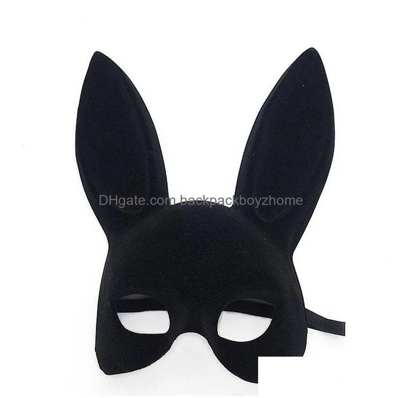 long ears rabbit mask bunny mask party costume cosplay halloween masquerade pink/black halloween masquerade rabbit masks