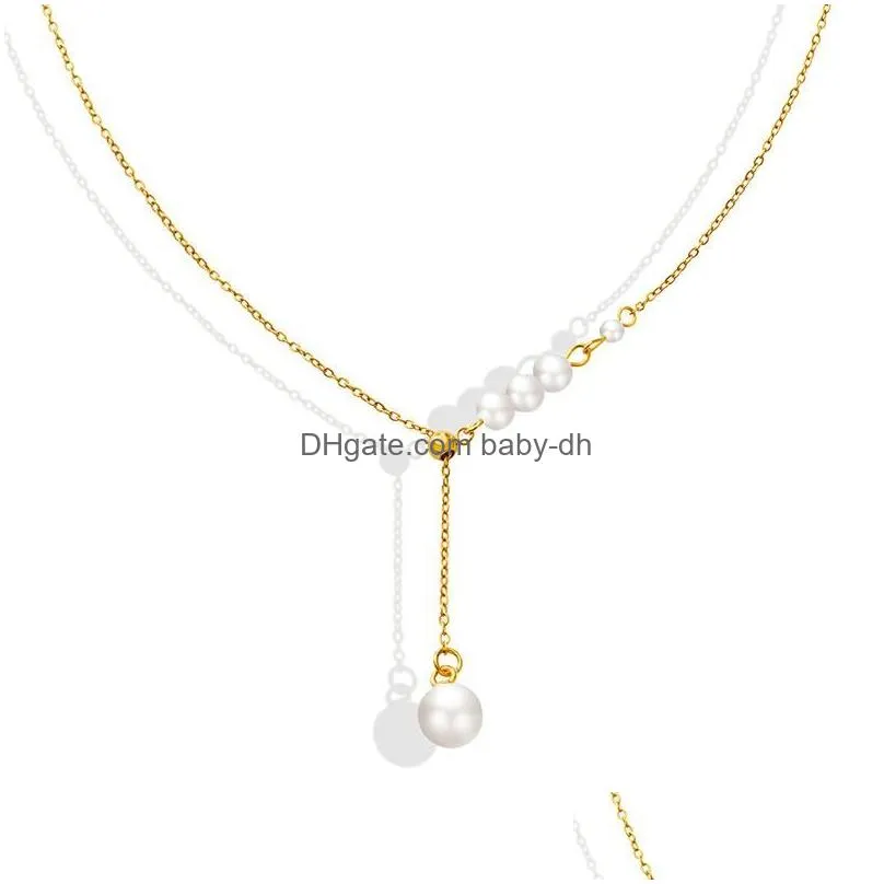 pendant necklaces peal necklace gold heart link chain high sense design fashion jewelry for girl women man party daily