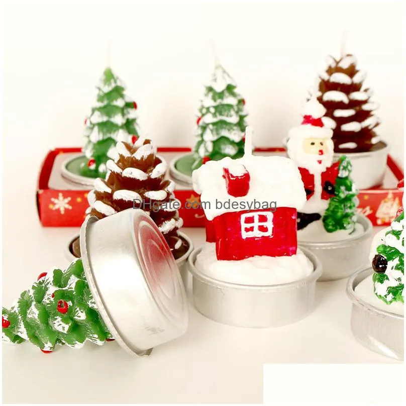 christmas tealight candles handmade santa claus snowman pine cones shoes gifts xmas home decoration candles