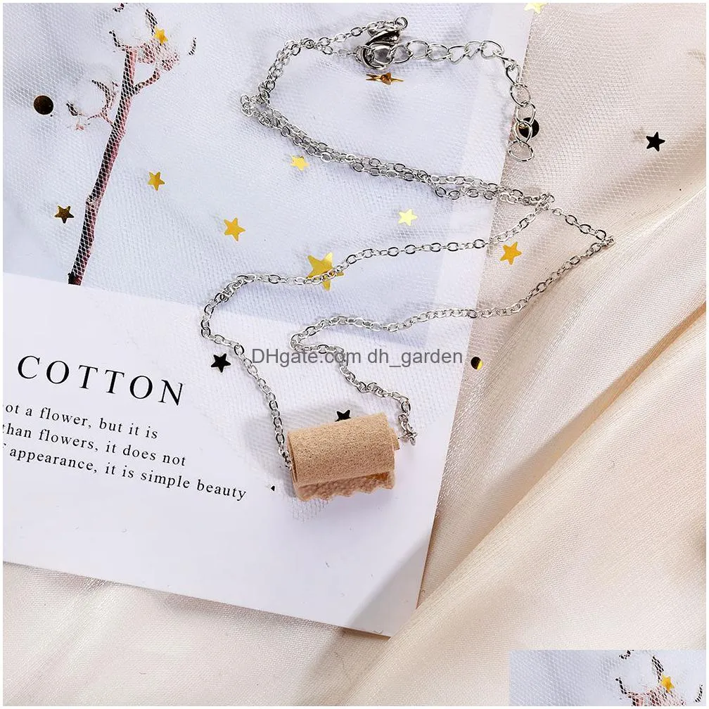 toilet roll dangle earrings necklace charm for women creative tissue pu leather earring fashion rolls paper jewelry gifts