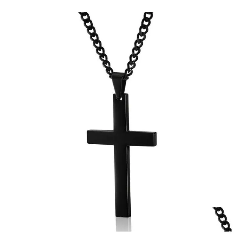 pendant necklaces 2023 cross pendants for men stainless steel 18k gold plated male prayer jewelry yk50461