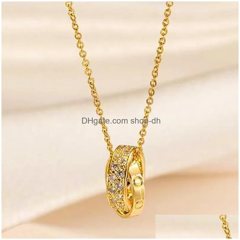 pendant necklaces ring stainless steel neck chain for women 2022 fashion female jewelry wholesale items