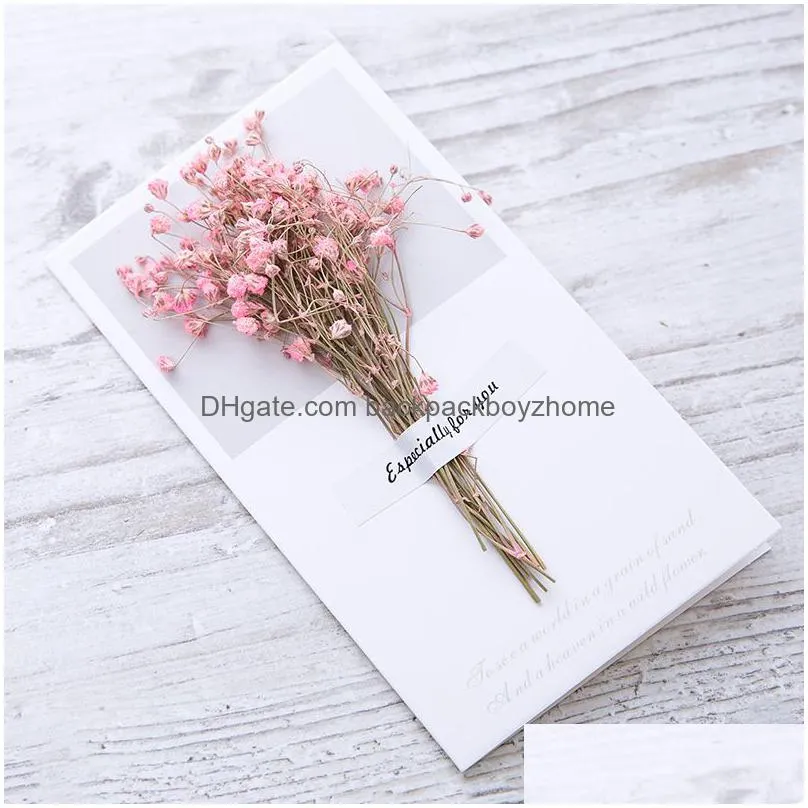 dried flower greeting cards gypsophila christmas birthday valentine day wedding invitations card