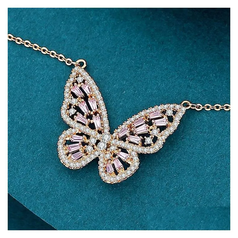 pendant necklaces butterfly pendants for women pink sweet exquisite fashion party valentines day gifts wholesale ht155pendant