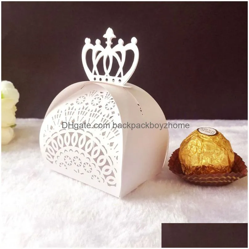 hollow out wedding candy box crown laser cut hollow chocolate candy boxes baby shower wedding favors boxes