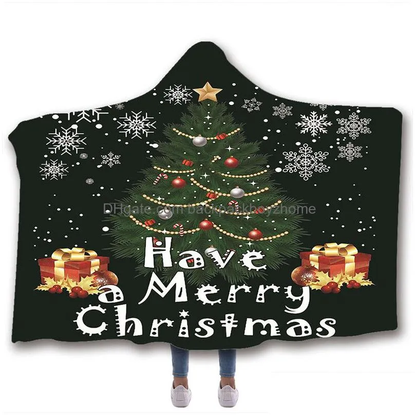 christmas hooded blanket merry christmas wearable hooded quilt 3d printed kids winter plush cloak cape sofa blankets