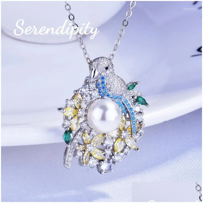 pendant necklaces fashion unique design necklace inlay shine zircon exquisite small birds jewelry for women wedding engagement gifts