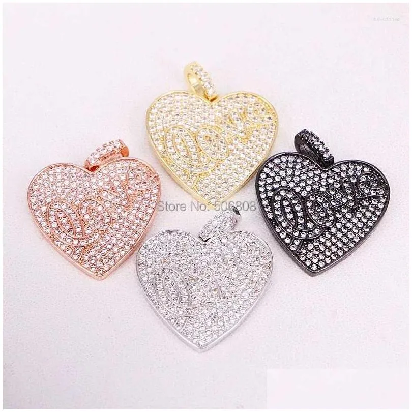 pendant necklaces 6pcs zyzp4387 clear white cubic zirconia micro pave heart cz zircon love necklace for women jewelry making