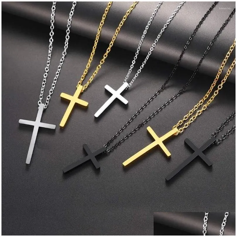 pendant necklaces richsteel cross necklace gold/black plated 316l stainless steel christianism jewelry crucifix for men women