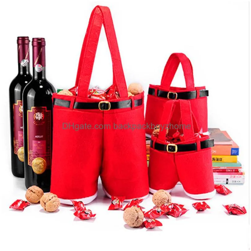 santa claus trousers gift bags xmas santa pants pattern gifts bags wedding candy bags christmas bottle wrapping