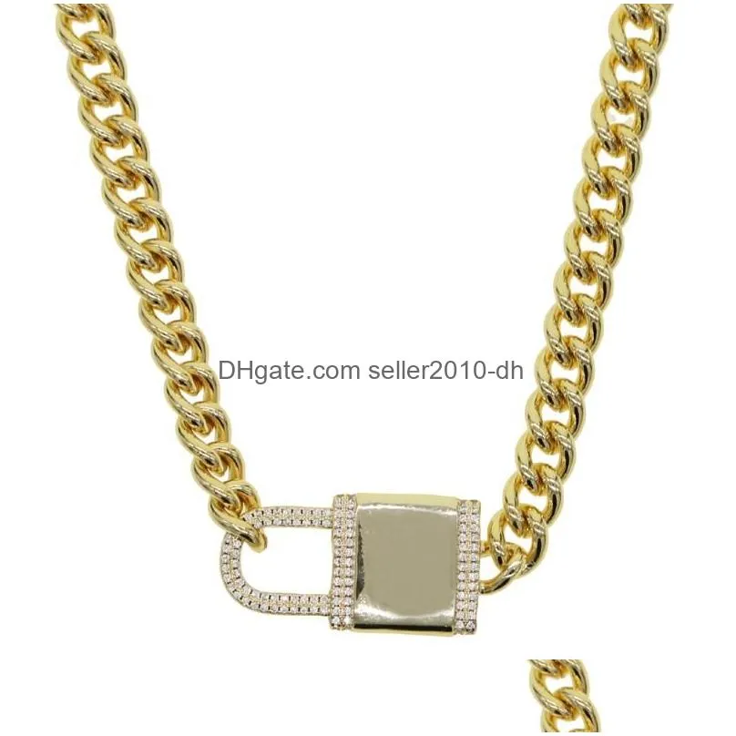 pendant necklaces hip hop women iced out bling rhinestone wide  cuban link chain choke with thin cz stones mens charm key