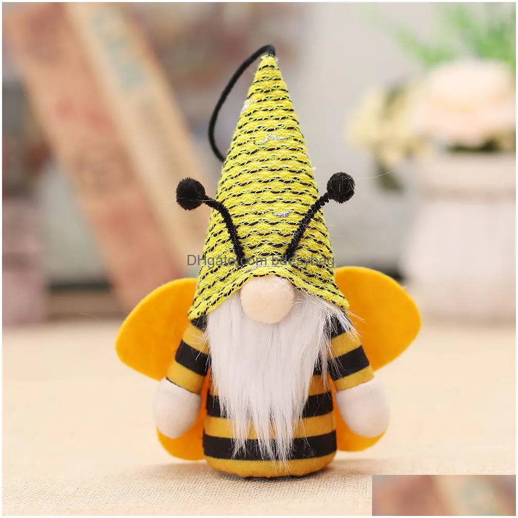 honeybee party festival gnome plush toys with lighted mr and mrs spring gnomes ornaments world bee day decor