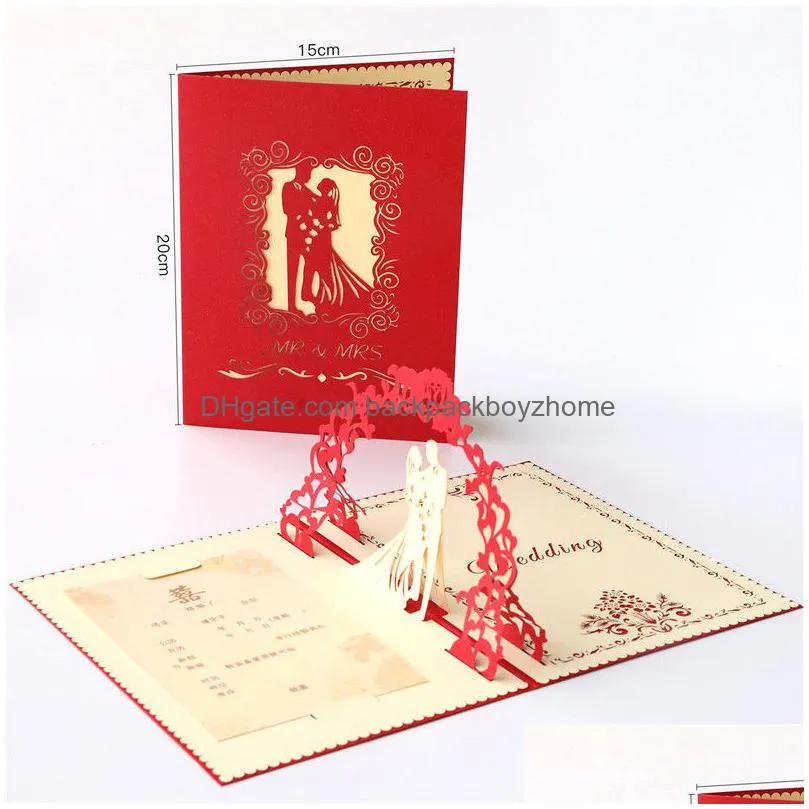 3d wedding invitations bridal engagement party greeting cards hollow wedding anniversary party invitation party invitations supply