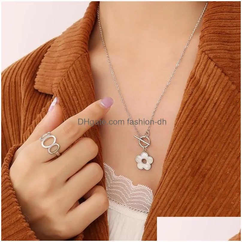 pendant necklaces fashion flower necklace elegant personality allmatch cross chain ot buckle for women girls jewelry giftpendant