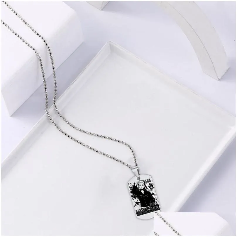 pendant necklaces anime tokyo revengers peripheral stainless steel necklace cartoon character accessoriespendant