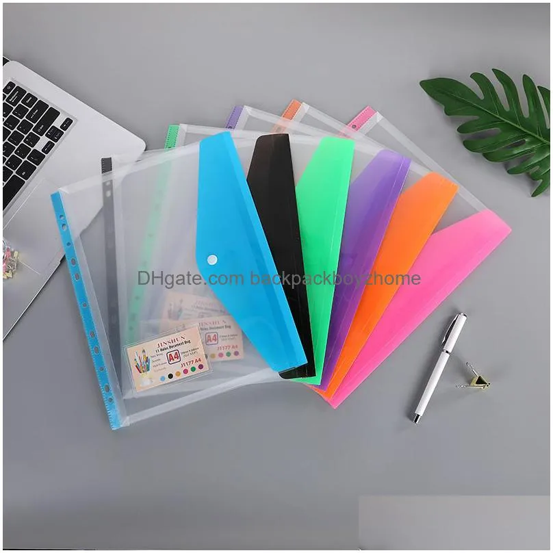 a4 pp 11 hole binder looseleaf notebook bag waterproof school business office file folder bag translucent document storage pouch