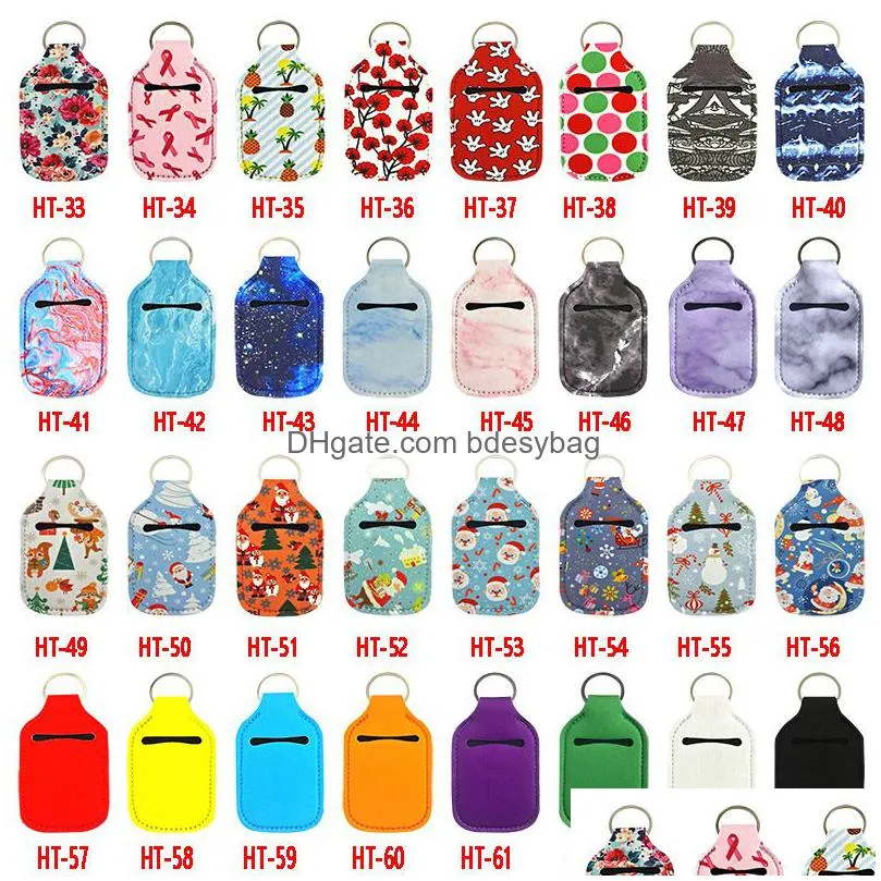 portable travel bottles hand sanitizer keychain holder set neoprene sleeve with refillable and reusable 30ml bottle party supplies