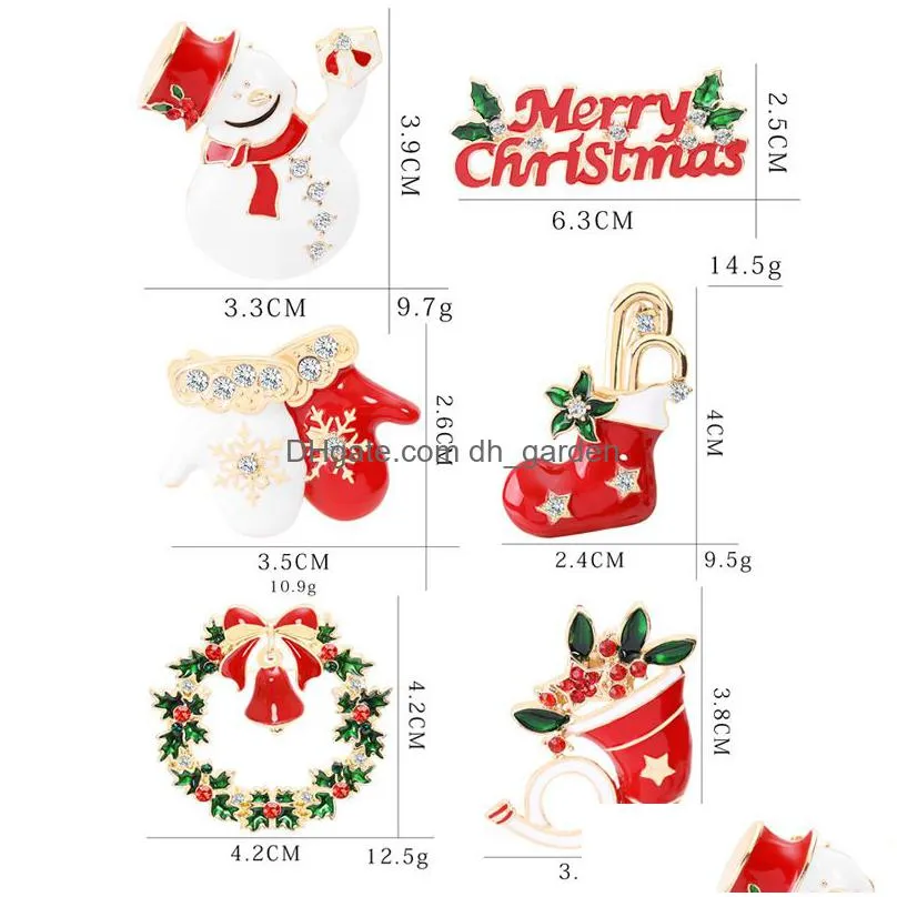 christmas brooches party gift 10 styles santa claus hat crutch socks boots sleigh enamel pin badge