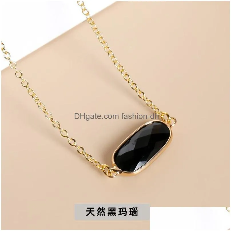 pendant necklaces copper gold edged oval natural stone rose quartzs sunstone crystal necklace for women jewelry gift 11x20mmpendant