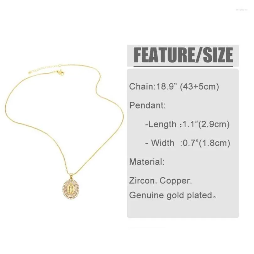 pendant necklaces lexie diary copper zircon virgin mary necklace for women gold plated box chain our lady of guadalupe jewelry nkeb269