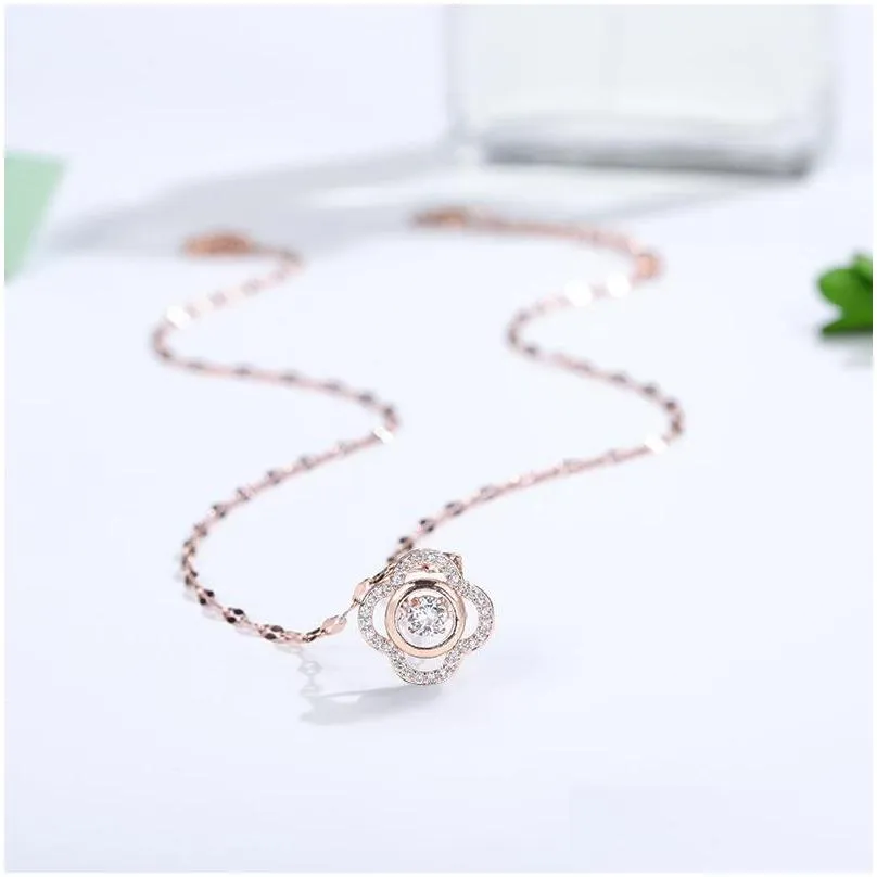 pendant necklaces necklace womens full set creative inlaid zircon rose gold titanium steel geometric for womenpendant