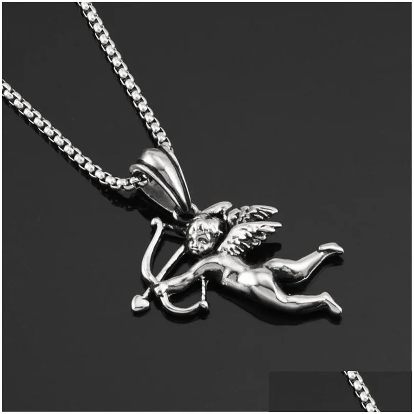 pendant necklaces cupid necklace god of love stainless steel for men and women couples cupido amor roman mythology jewelrypendant