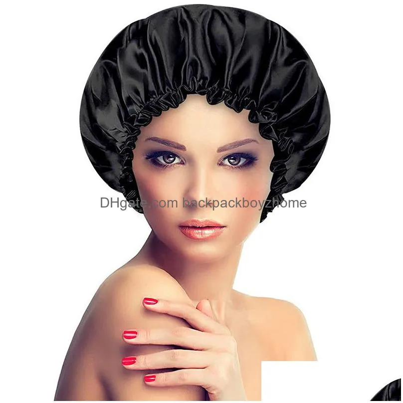 double layer satin bonnet adjust sleep night cap head cover for curly springy hair styling accessories