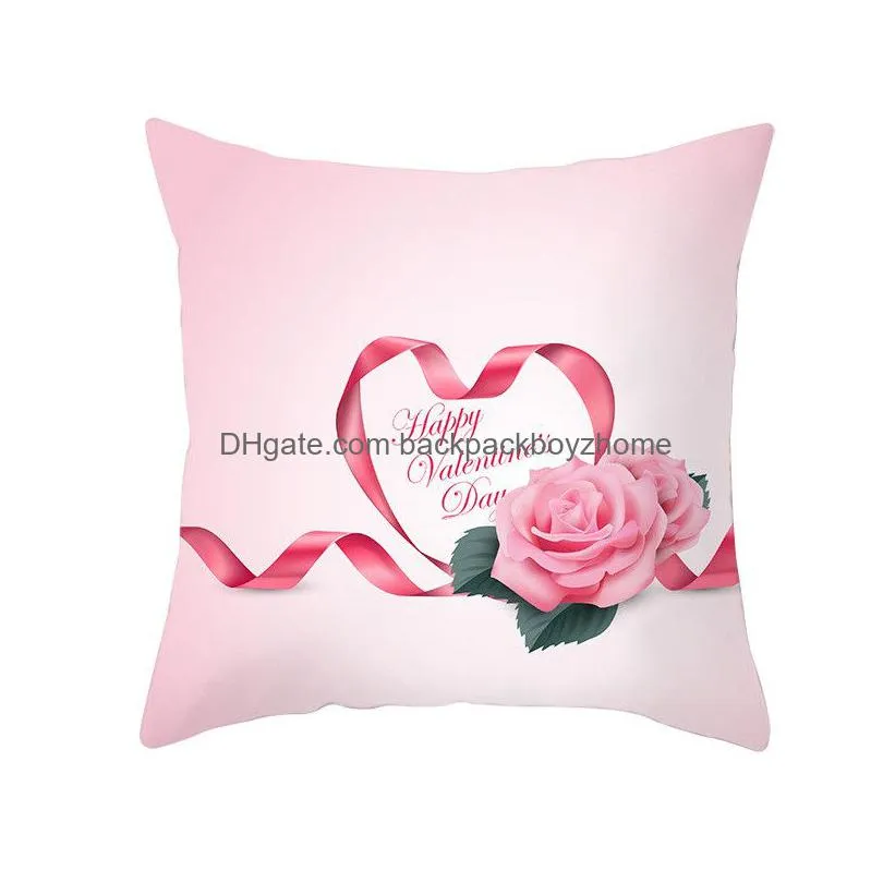 happy valentines day pillow cases heart love print throw pillow case valentine day home decoration pillowcase