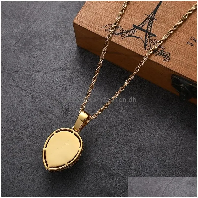 pendant necklaces hip hop micro paved cubic zirconia bling iced out alien pendants necklace for men rapper jewelry drop