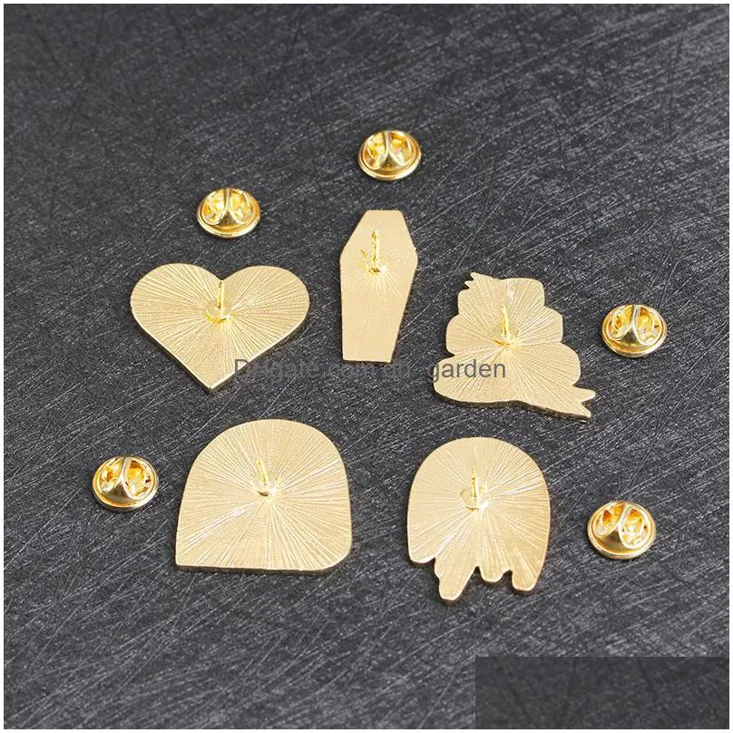 creative tombstone coffin skeleton ghost brooch halloween jacket collar badge pins jewelry gifts for children friends